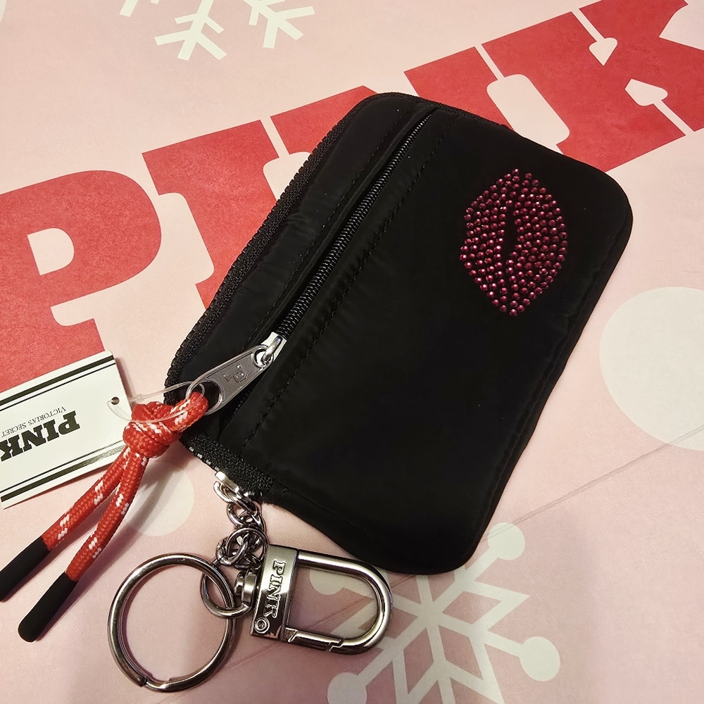 PINK VS Zip Card Holder Keychain. Black. - Picture 4 of 9